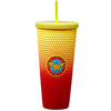 Wonder Woman Acrylic Studded Stainless Steel Double Wall Travel Tumbler with Straw and Handle, 32 oz