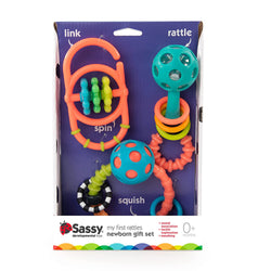 Sassy My First Rattles Newborn Gift Set with 3 Soft and Flexible Rattles