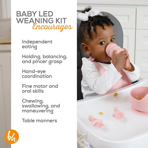 BooginHead 5 Piece Baby Led Weaning Self Feeding Set, Pink