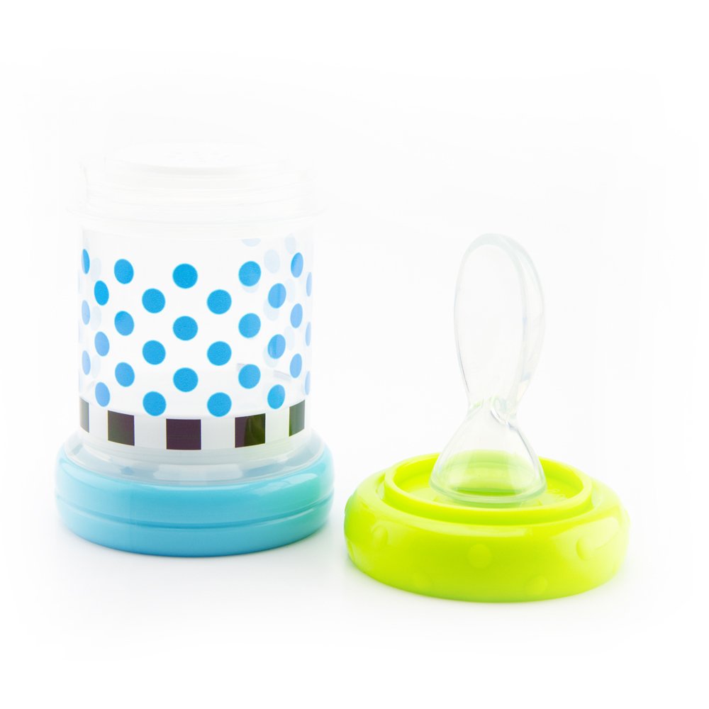 Sassy Baby Food Nurser 4+ Months Set of 2- 4oz 100% Silicone Nipple and Spoon BPA-Free