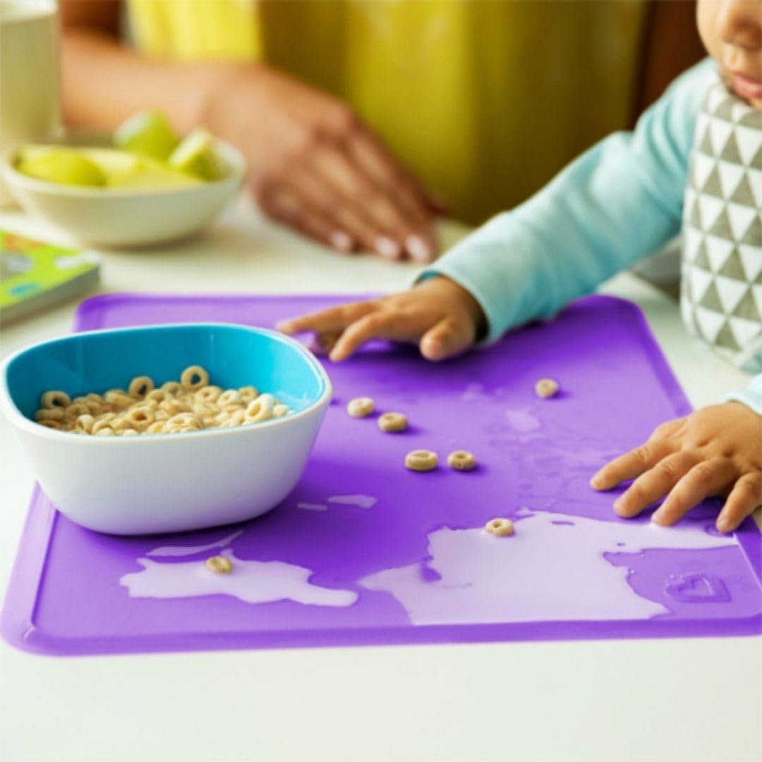 Munchkin Spotless Silicone Placemats for Kids, 2 Pack, Blue/Green
