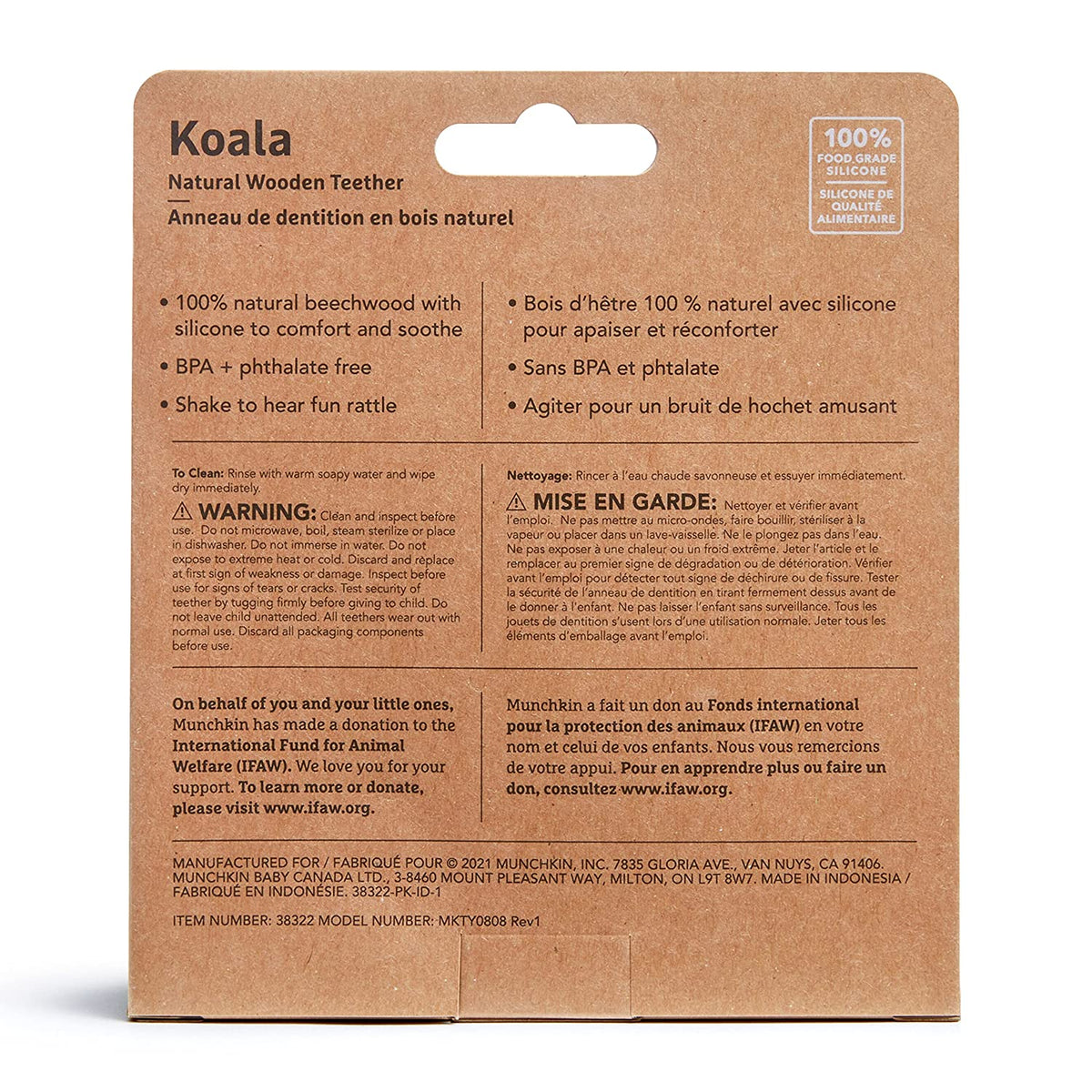 Munchkin Wildlove Koala Natural Wooden Teether Toy