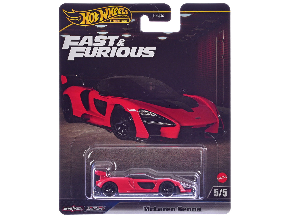 Hot Wheels Fast & Furious Diecast Model Cars Collector Set J Case, 5 Pack, McLaren Senna Red, Nissan 370Z, Chevrolet