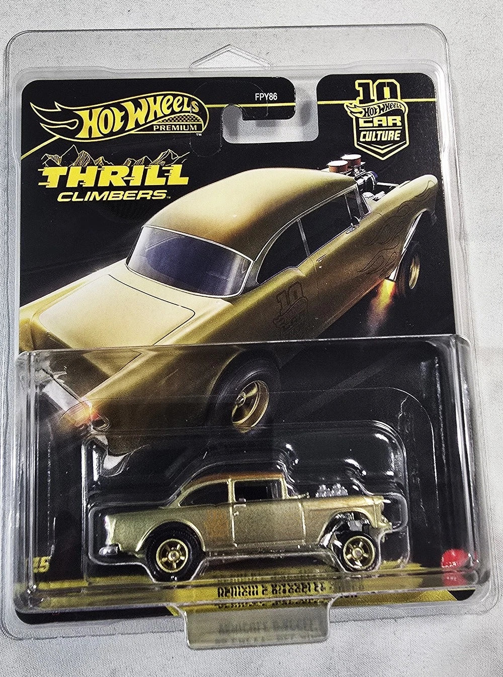 Hot Wheels GOLD CHASE Premium Thrill Climbers '55 Chevy Bel Air Gasser 0/5 with Protector