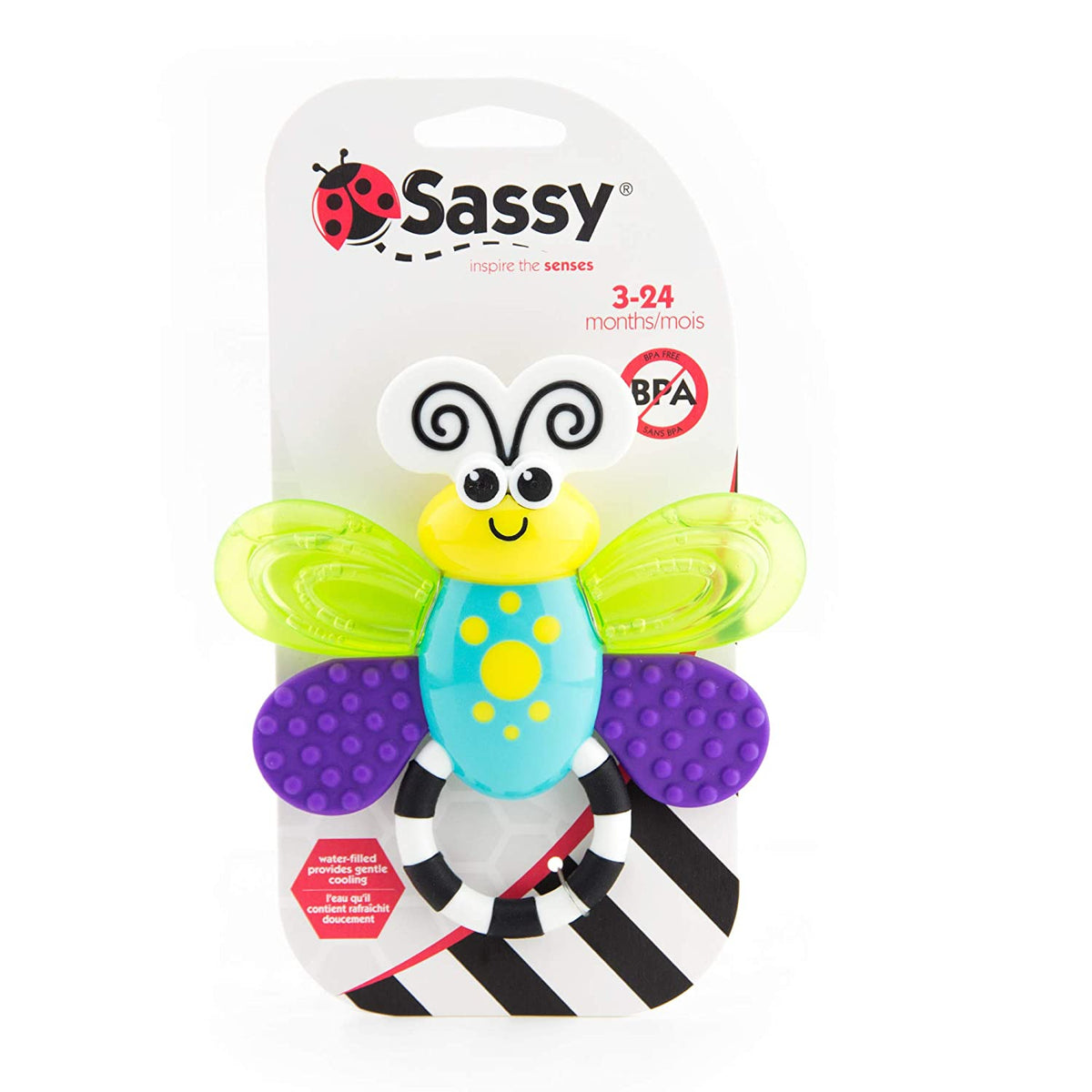Sassy Flutterby Teether | Water-Filled Teether Soothes Gums | Variety of Textures Massage Gums