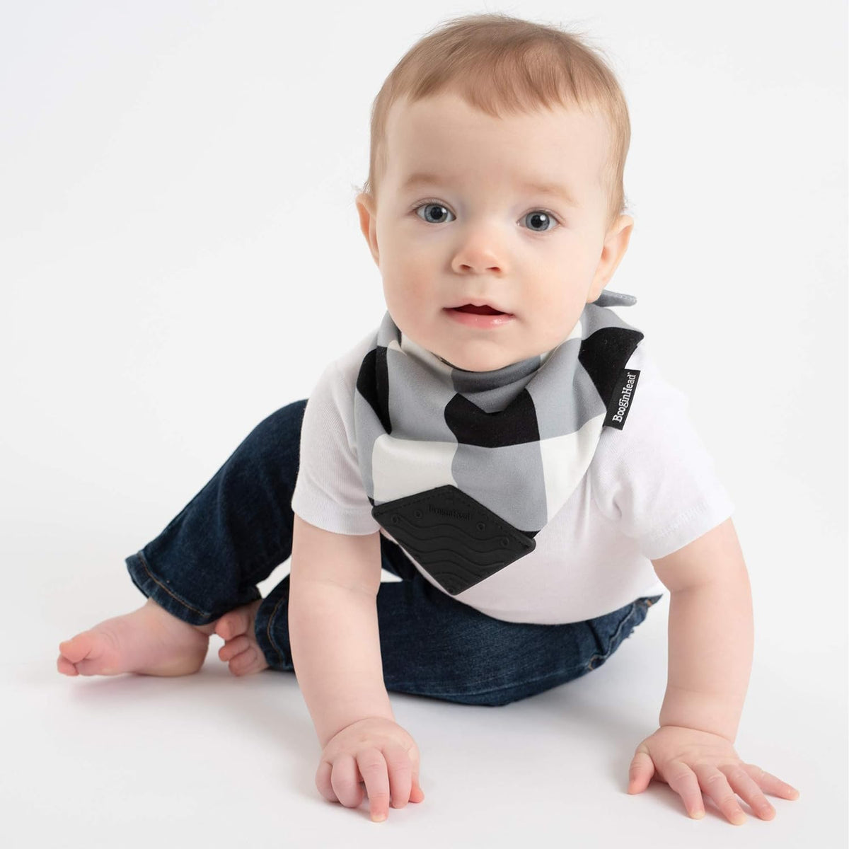 BooginHead Cotton Baby Drool Bibs, Teething Bib and Pacifier Holder Bib, Buffalo Check