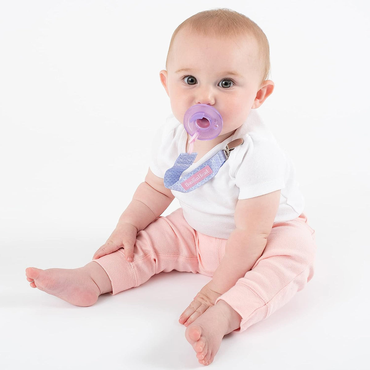 BooginHead Pacifier Holder Stuffed Animal and Baby Pacifier Clip, 2-Pack Unicorn