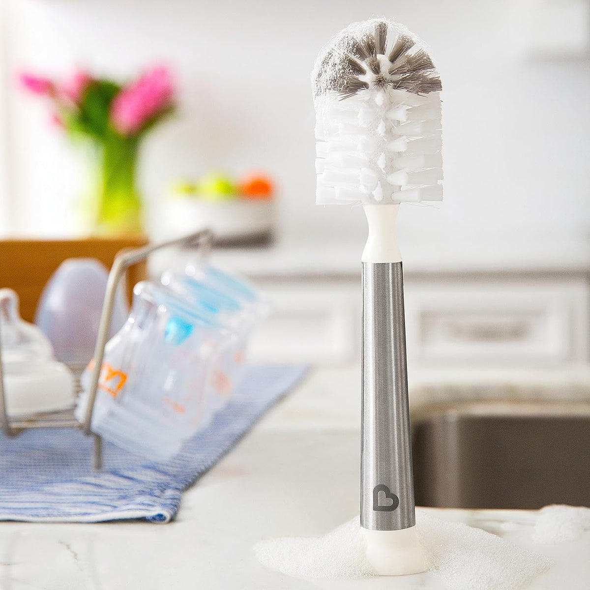 Munchkin High Capacity Drying Rack and Shine Stainless Steel Bottle Brush