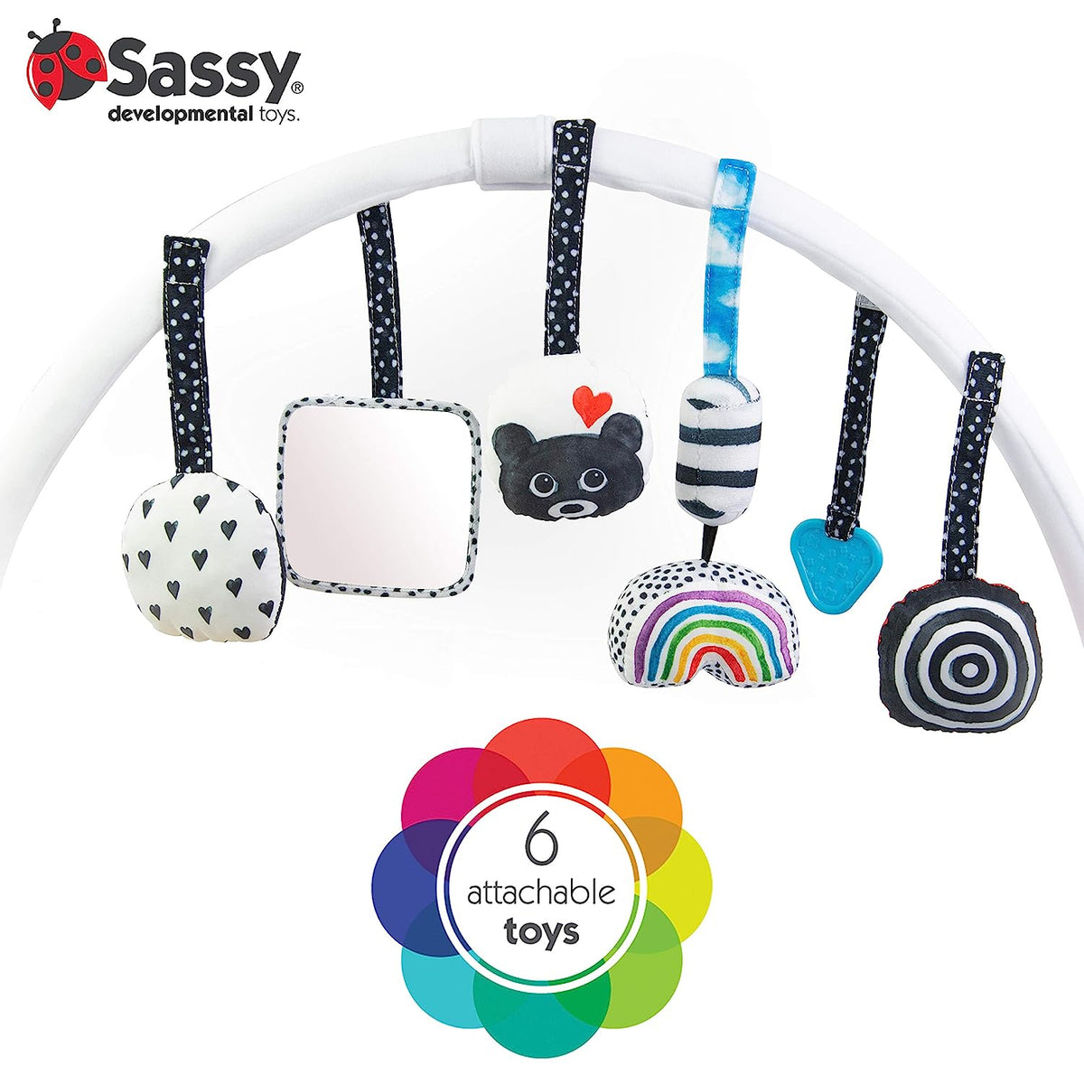 Sassy STEM Developmental Sensory Tummy Time Activity Baby Play Mat, Ultra Plush