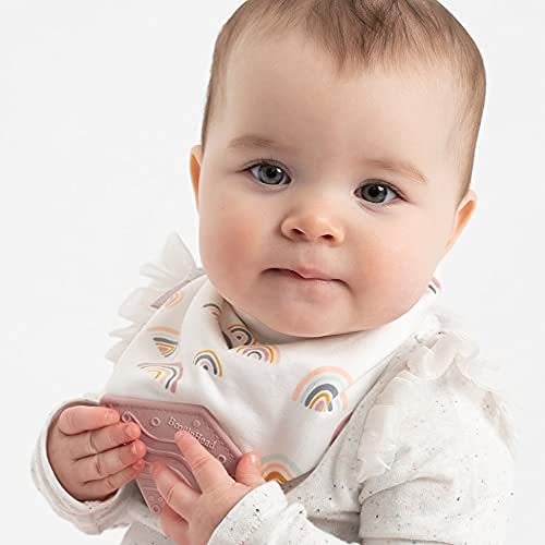 BooginHead Drool Bibs for Baby Girls and Boys - Adjustable Bandana Teether Bib 2-Pack (2-Pack Pink Rainbows)