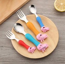 4 Packs Peppa Pig Tableware Toddler Fork Spoon George Pig Dad Mom