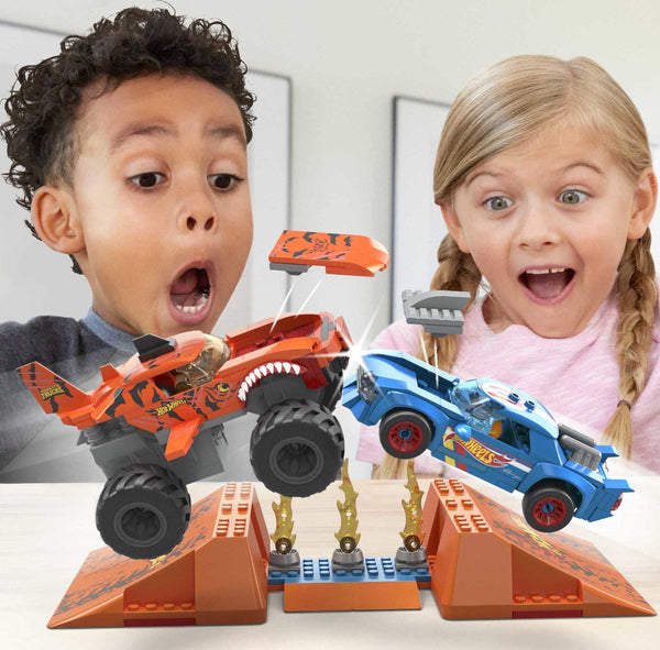 MEGA Hot Wheels Tiger Shark monster truck built from bricks