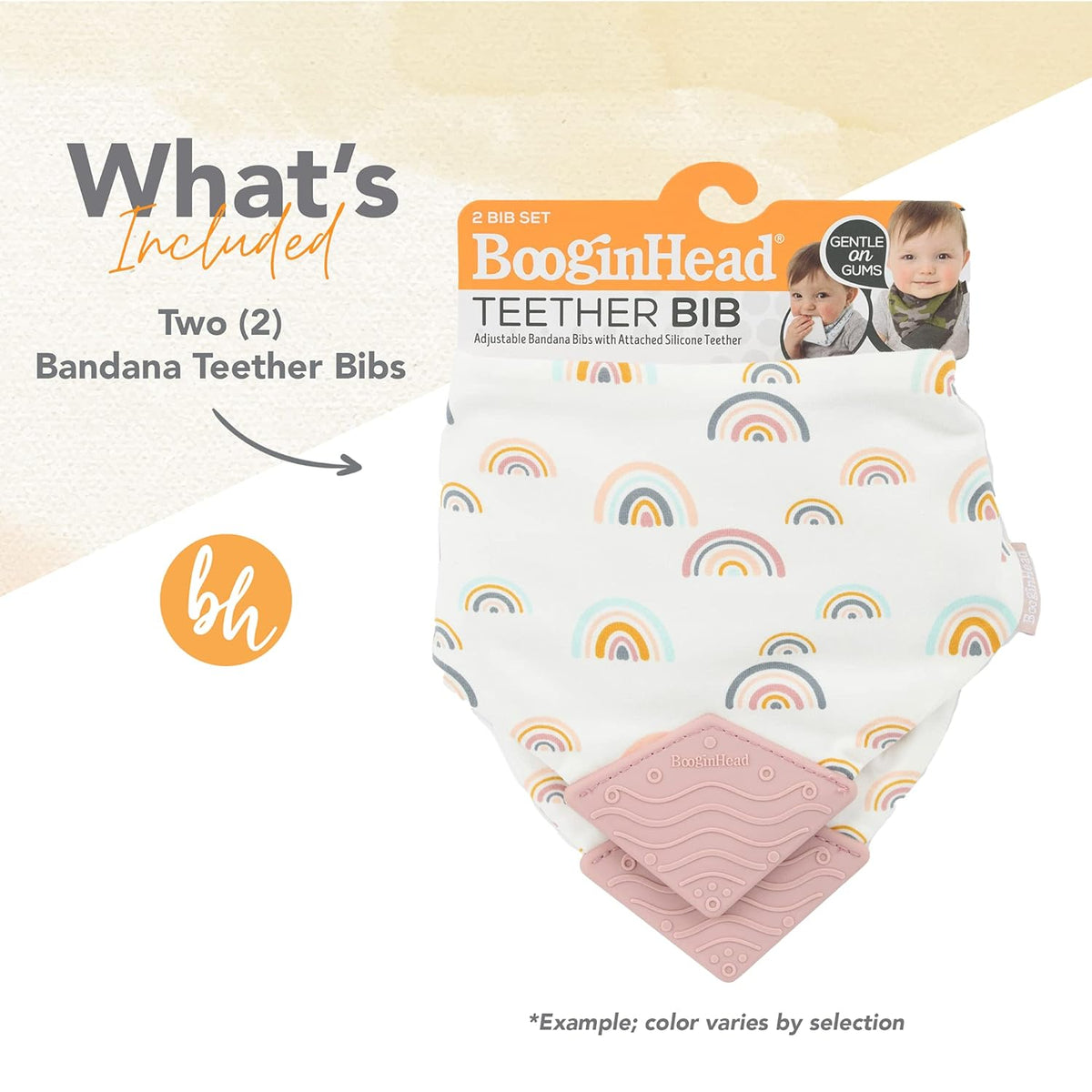 BooginHead Cotton Baby Bandana Teething Bib 2-Pack, Lemons