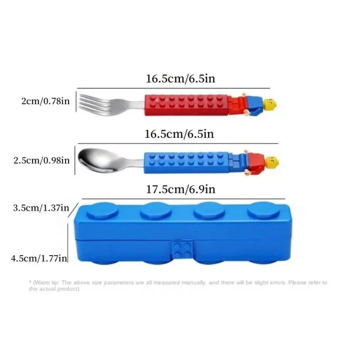 Lego Stainless utensil Kids Fork Spoon Set Building Block Toys Tableware