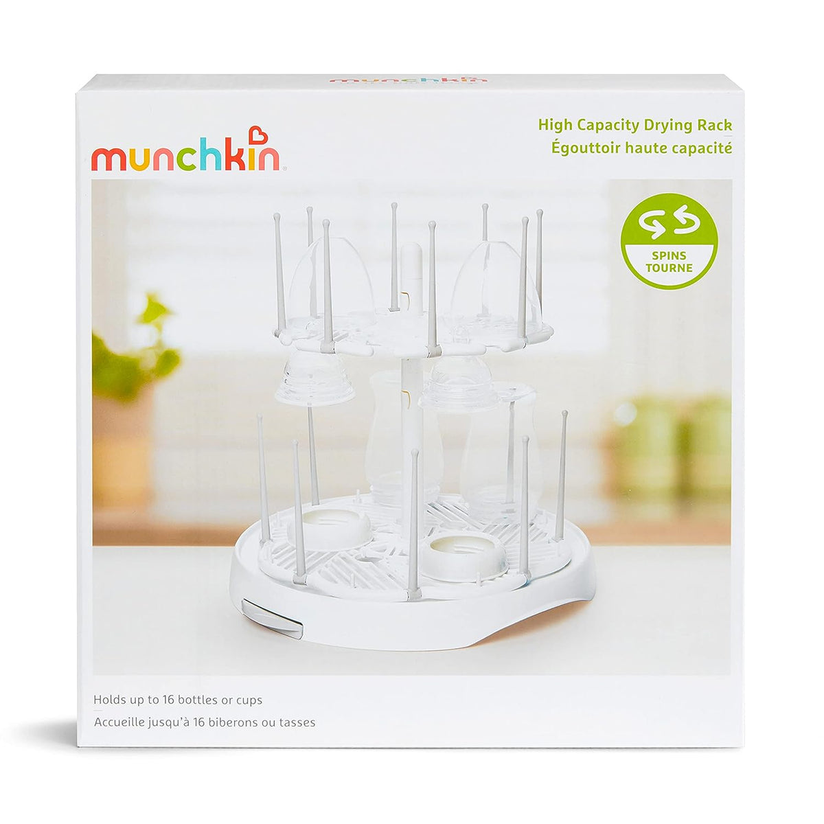 Munchkin High Capacity Drying Rack for Baby Bottles and Accessories, White