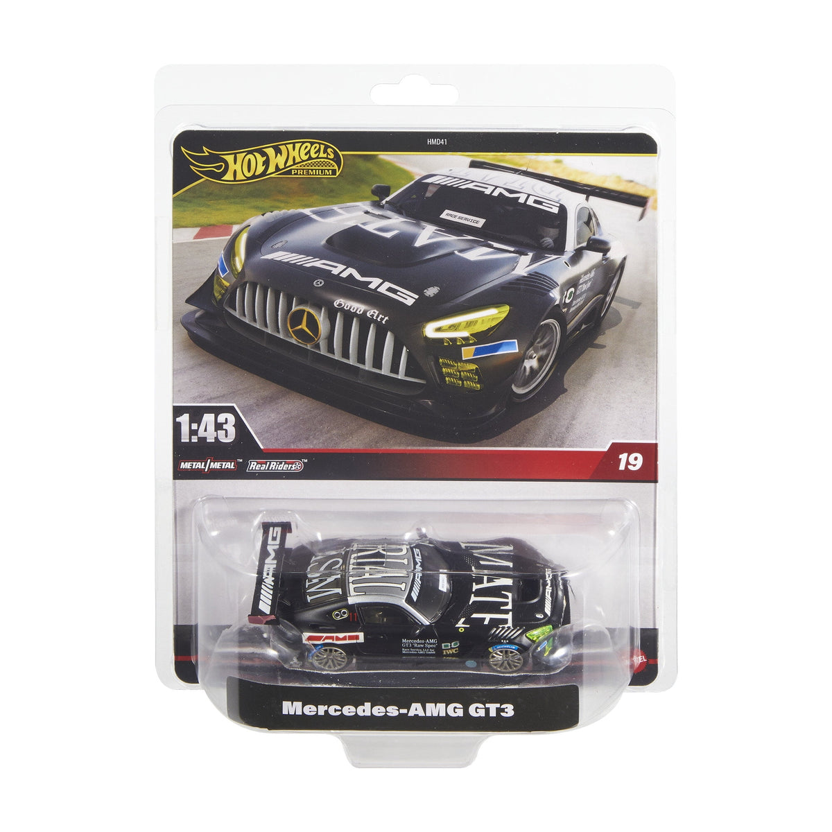 Hot Wheels Premium 1:43 Scale Real Riders Mercedes-AMG GT3 (Black) Die-Cast Car - view 6