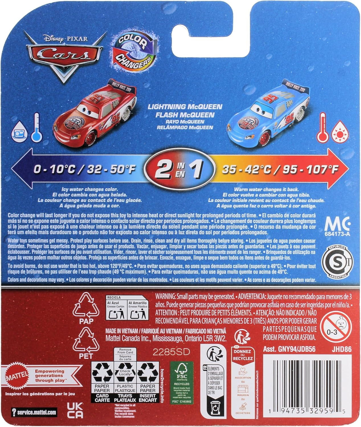 Disney and Pixar Cars Color Changers 1:55 Scale Lightning McQueen (Blue) Toy Car