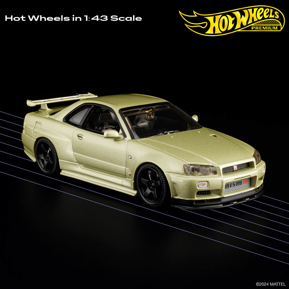Hot Wheels Premium 1:43 Scale Real Riders Nissan Skyline GT-R BNR34 V-Spec II Nür with NISMO Parts Die-Cast Car - view 2