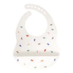 Kushies Soft Silicone Waterproof Bib with catch all pocket, White Safari