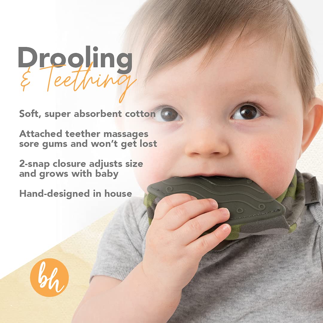 BooginHead Drool Bibs for Baby Girls and Boys - Adjustable Bandana Teether Bib 2 Pack Mod Camo