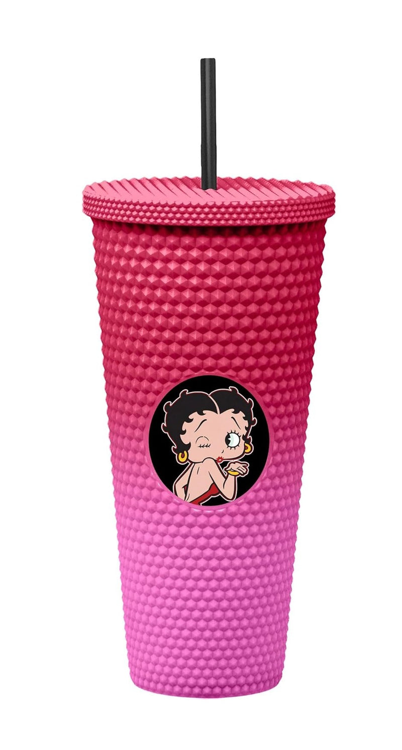 Betty Boop Studded Travel Mug Cup with Straw, 32oz