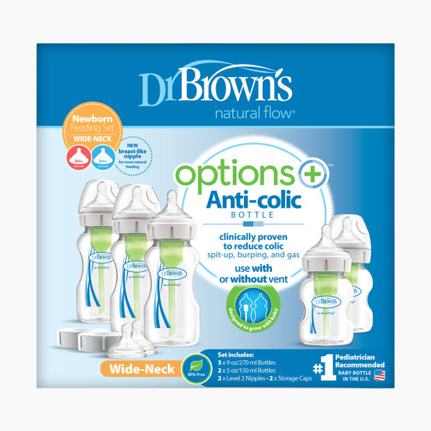 Dr. Brown's 12 Piece Options+ Newborn Wide-Neck Bottle Set