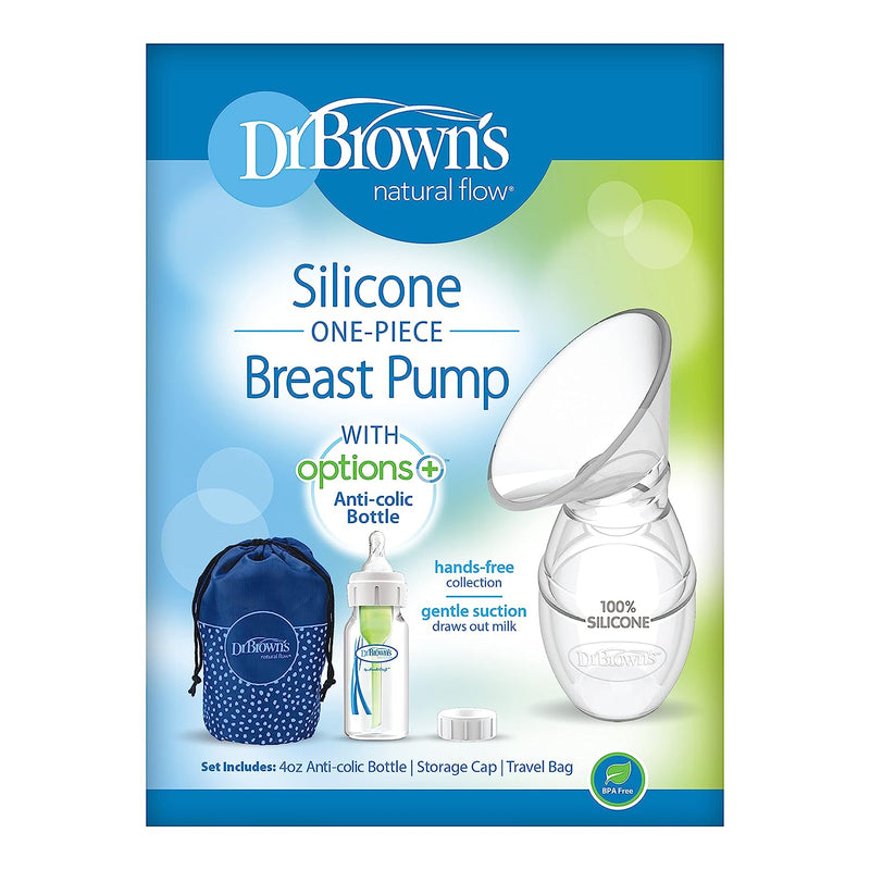Dr. Brown's Silicone One-Piece Breast Pump, 4oz Bottle, Milk Catcher & Travel Bag