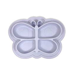 Kushies Silicone Divided Suction Plate, Unbreakable, Microwave Safe, Purple Butterfly