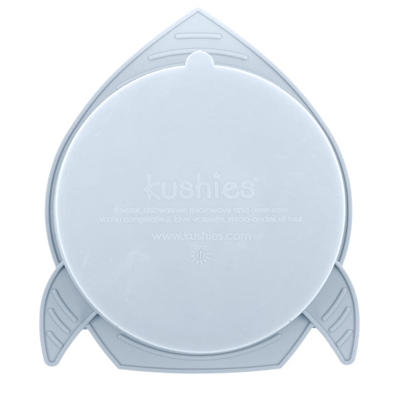 Kushies Silicone Suction Bowl and Spoon Set, Unbreakable, Microwave-Oven Safe, Blue
