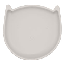 Kushies Silicone Suction Plate, Unbreakable, Microwave, Oven Safe, Grey Kitty