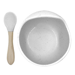 Kushies SiliScoop Silicone Suction Raised Edge Bowl with Spoon, White