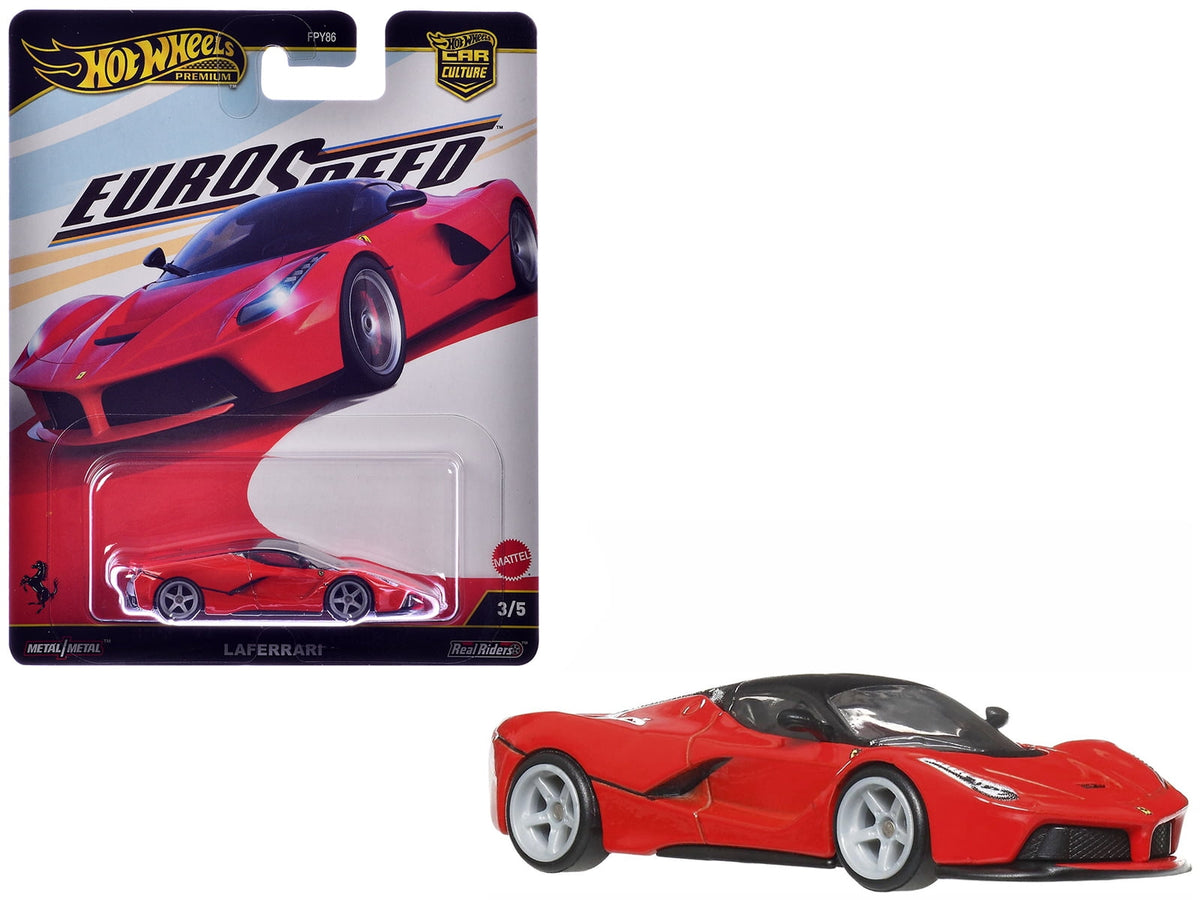 Hot Wheels Euro Speed Ferrari LaFerrari Red with Black Top Diecast Car
