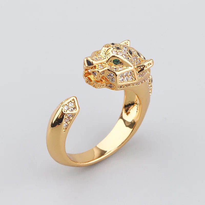 Panther Bracelet and Ring Women Gold Fine Jewelry AA CZ stone Steel