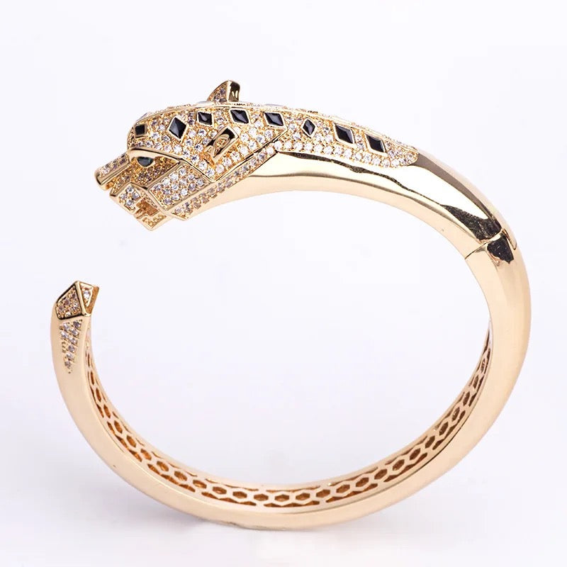 Panther Bracelet and Ring Women Gold Fine Jewelry AA CZ stone Steel