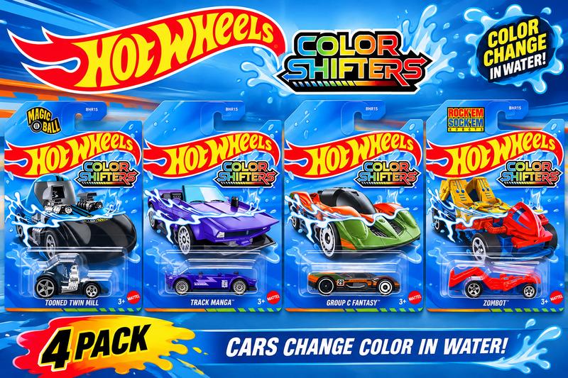 Hot Wheels Color Shifters Toy Car, 4 Pack