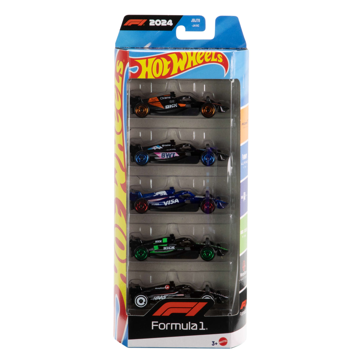 Hot Wheels 5-Pack Race Team, Set of 5 Formula 1-Themed 1:64 Scale Die-Cast Toy Cars
