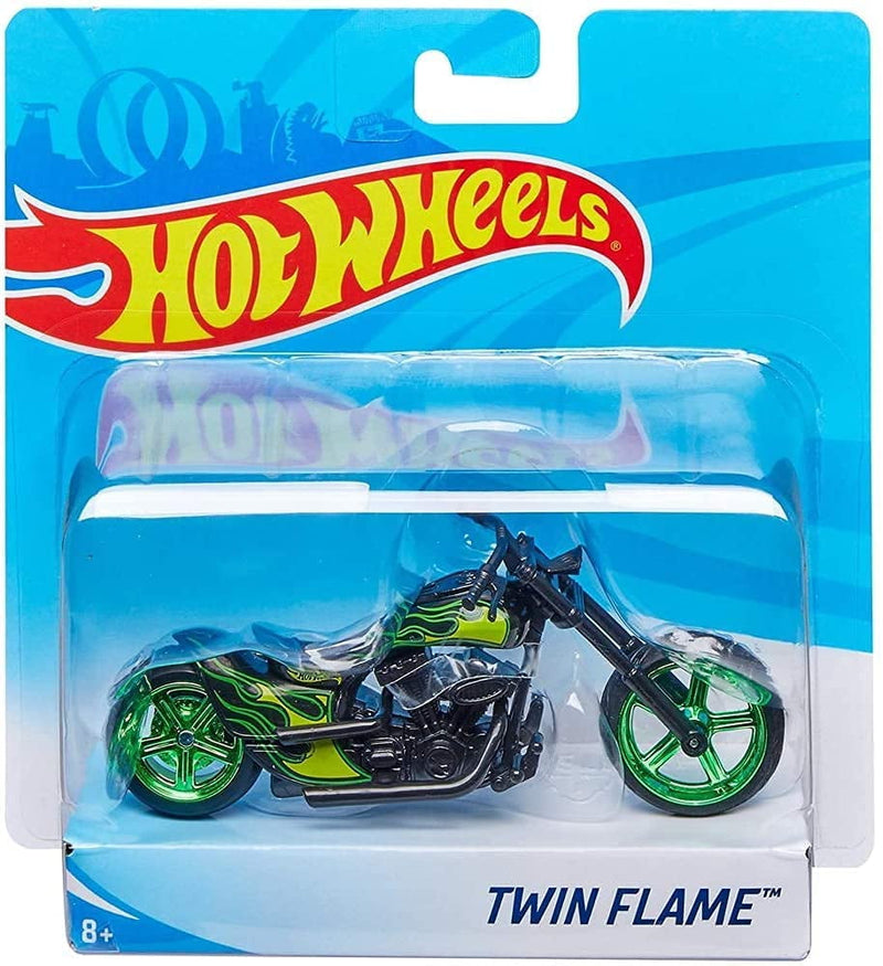 Hot Wheels Street Power Green Twin Flame Motorcycle