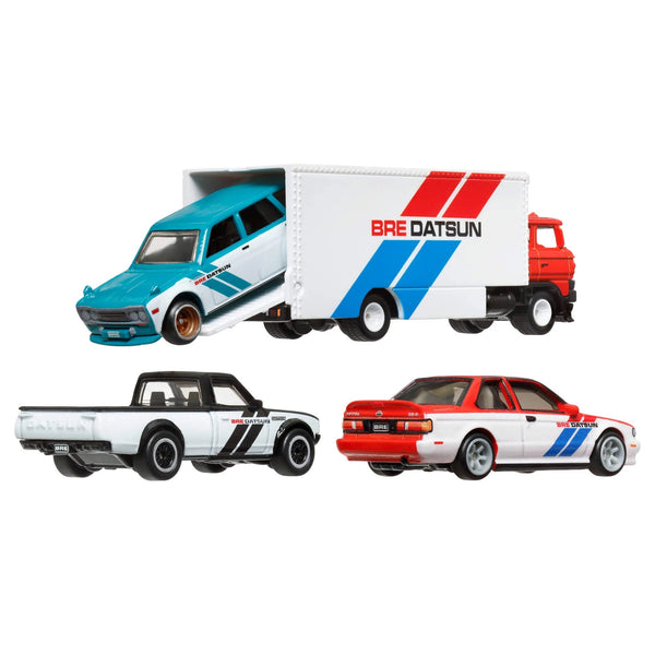 Hot Wheels Premium Collector Display Sets, 3 Cars & 1 Transporter, BRE Datsun