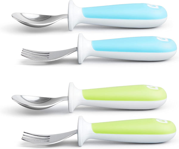 Munchkin Raise Toddler Fork and Spoon, 4 pack, Blue/Green