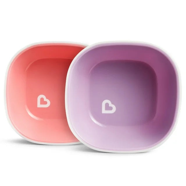 Munchkin Toddler Splash Bowls, 2 Pack, Pink/Purple
