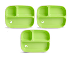Munchkin 3 piece Splash Toddler Divided Plates, Green