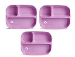 Munchkin 3 piece Splash Toddler Divided Plates, Purple