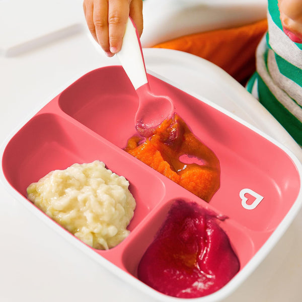 Munchkin 3 Piece Splash Toddler Divided Plates, Pink