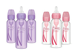 Dr. Brown's Natural Flow Anti-Colic 8 oz. Bottles, 6 Pack, 3 Lavender - 3 Pink