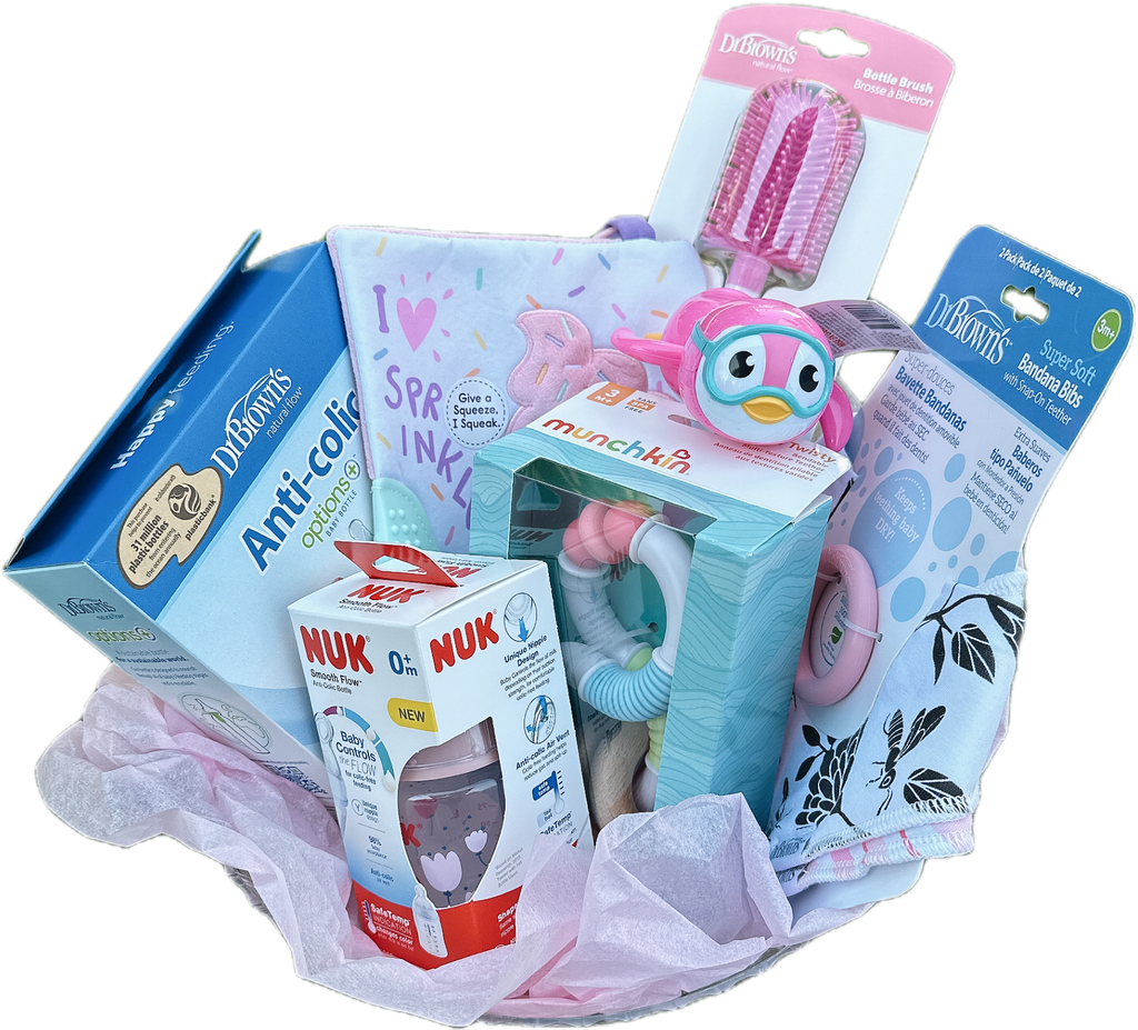 10 Pieces Newborn Gift Set - the best value - Pink (Basket included)