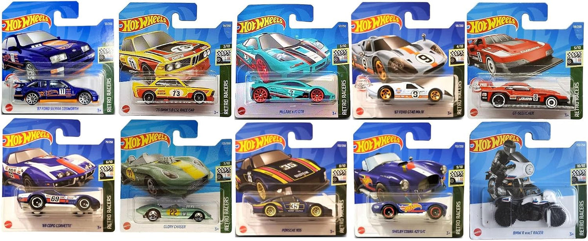 Hot Wheels 2022 Mini Bundle 10-Pack Retro Racers HKL77-9796 Diecast Cars 1:64 Scale