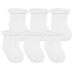 Kushies Newborn Terry Socks, 6 pack, White