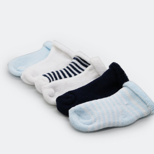 Kushies Newborn Terry Socks, 6 pack, Blue