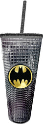Batman Diamond Studded Tumbler with Straw, Double Wall Insulated, 20 oz