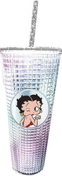 Betty Boop Diamond Studded Tumbler with Straw, Double Wall Insulated, 20 oz